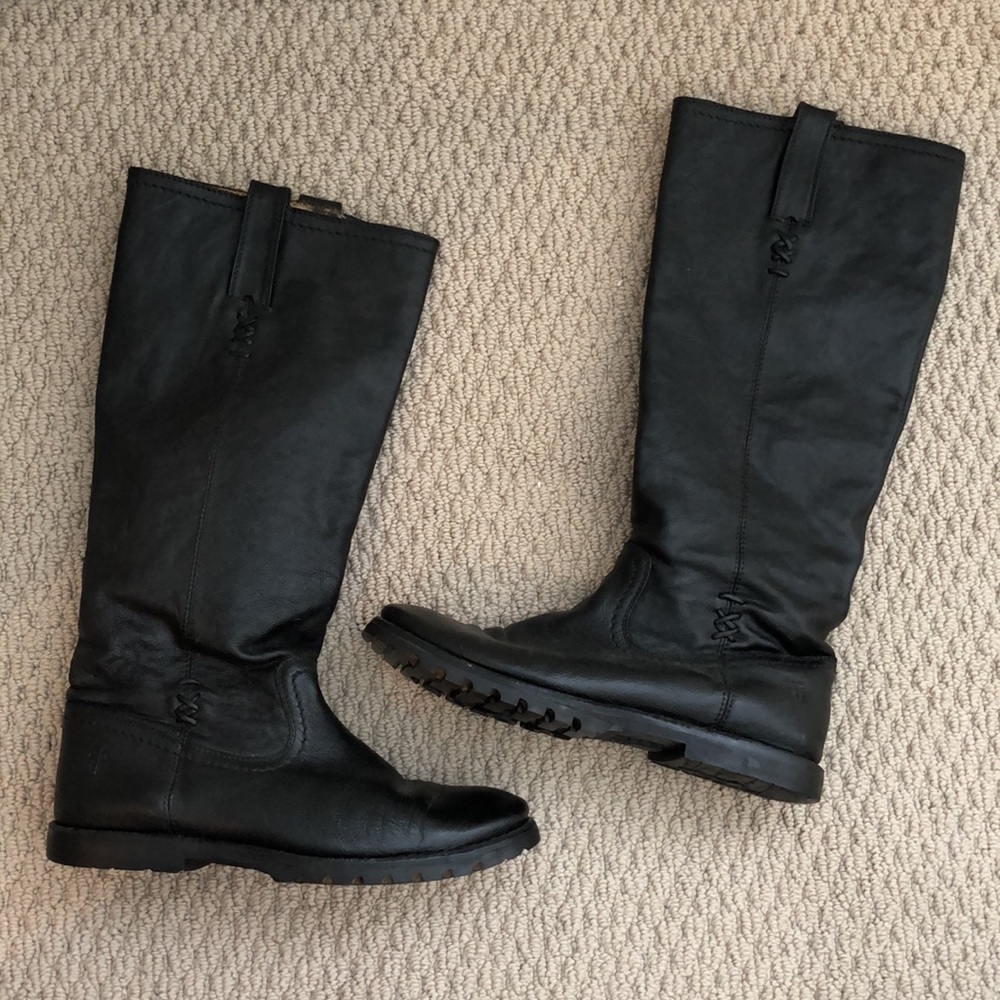 Black Frye Celia X Stitch Boots Size 7.5